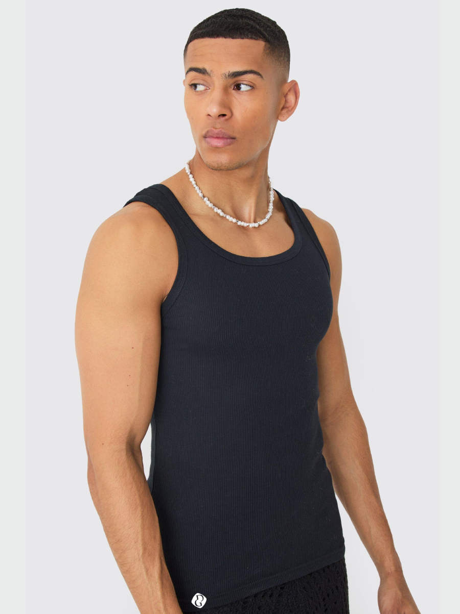 mens-black-muscle-fit-ribbed-vest-(1)